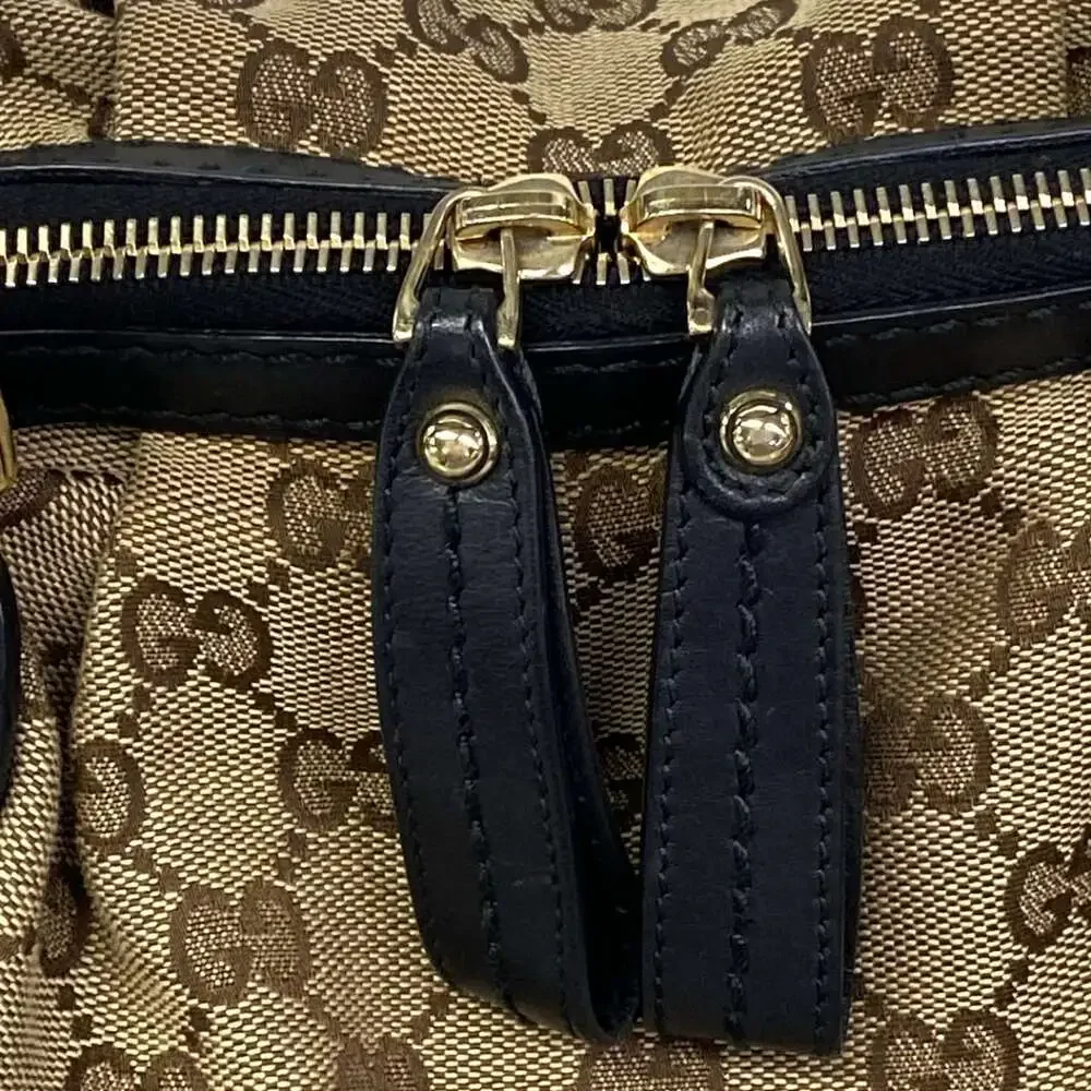 Gucci GG/Sukey Handbag 223974 Beige Dark Brown Black Jacquard Leather